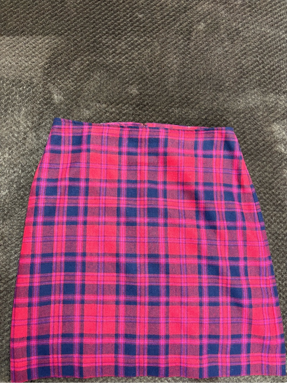 Talbots fully lined Red and Navy Plaid Mini Skirt